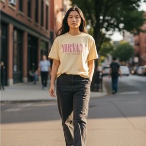 Vintage Yellow Nirvana Graphic T-Shirt